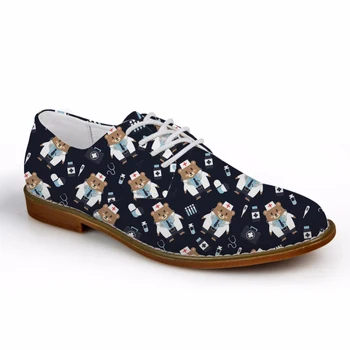 

Customized Outs Breathable Men Lace up Shoes Nurse Bear Pattern Leather Oxford Shoes For Men Casual Shoes Business Zapatos