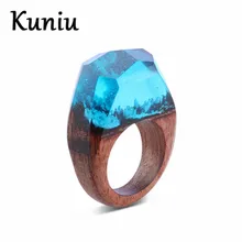 

New resin wood rings Womens Transparent forest Handmade landscape design ring jewelry Dropshipping
