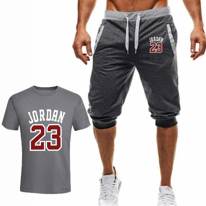 

Summer New Tracksuit Men Shorts Casual Men's Sportswear Suit Shorts Brand Clothing Two Pieces Top Tee+Shorts Sweat Suits 2019