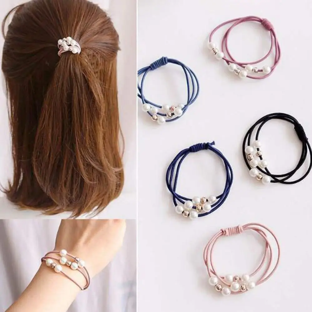 

Girls Sweet Pearl Elastic Hair Bands Princess Ponytail Holder Gum For Hair Scrunchies Headband Rubber Band Kids Hair Accessories