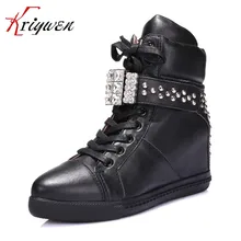 Frühling herbst frauen Schuhe qualitäts-echtes leder martin stiefel casual nieten strass party hochzeit schuhe freies verschiffen