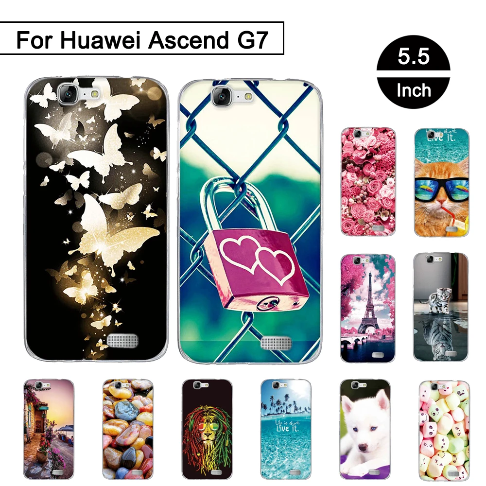 

Silicon Case For Huawei Ascend G7 C199 Back Phone Cover For Huawei G7-L01 G7-L03 Soft TPU Cases Painted Protection Shells Coque