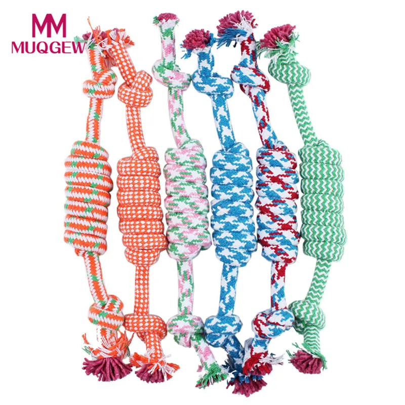 

1PC Random Color Puppy Dog Pet Toy Chew Cotton Rope Ball Braided Knot Toy Cotton Braided Bone Rope Chew Knot Funny Tool