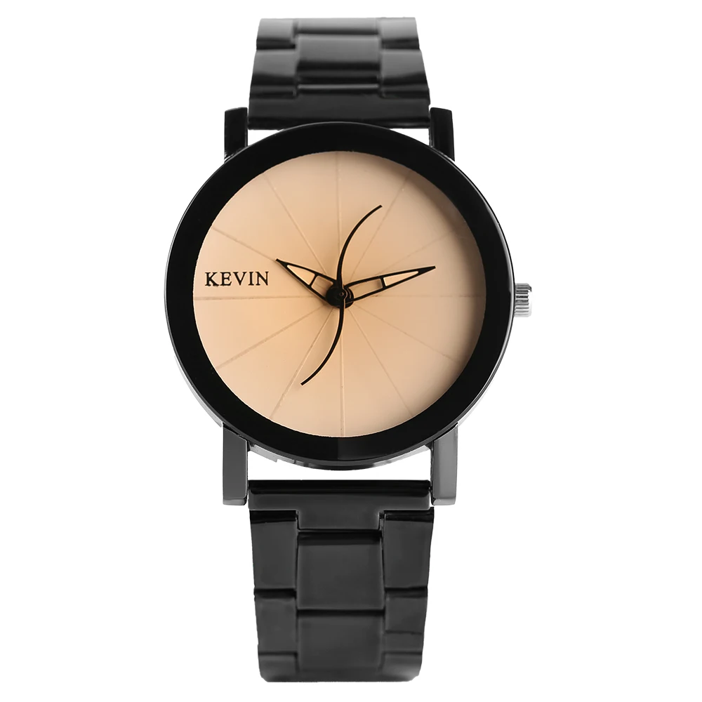 KEVIN White/Black Dial Classic Wrist Watch Men Women Dress Stainless Steel Band Quartz Watches Unisex Couple Clock Reloj Watch