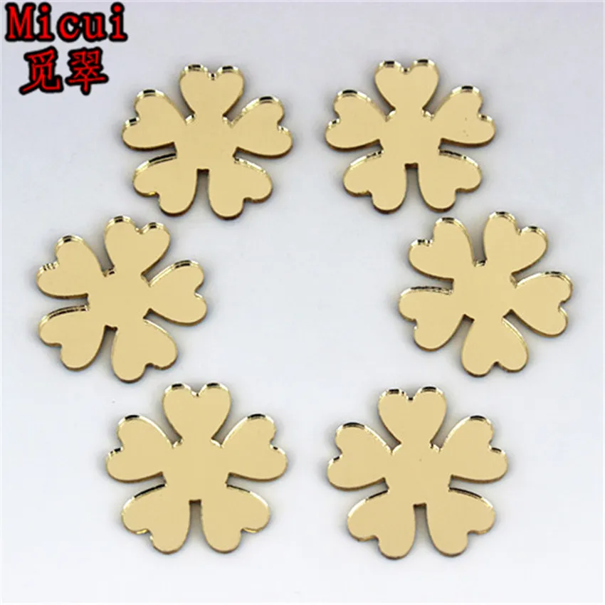 Micui 20pcs 25mm Flower Shape Light coffee Mirror Hot fix Acrylic Rhinestones Shiny Crystal for Costume trim MC3001B | Дом и сад
