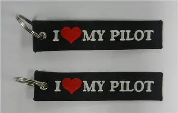 

I Love My Pilot Embroidered Banner Key Rings