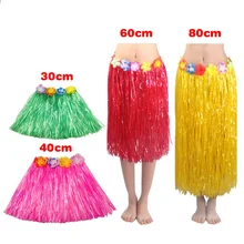 Cheap Plastic Fibers girls Woman Hawaiian Hula Skirt Hula Grass costume Garland Flower Skirts Hula dress up Party Hawaii Beach