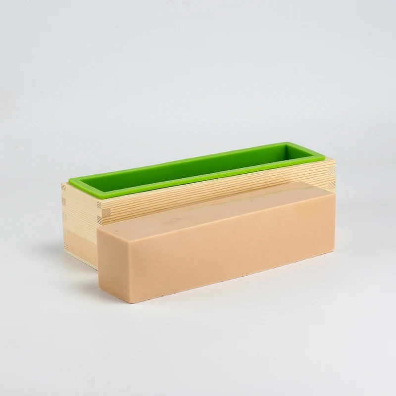 Silicone Soap Mold Rectangular Flexible Mould with Wooden Box for DIY Handmade Tool