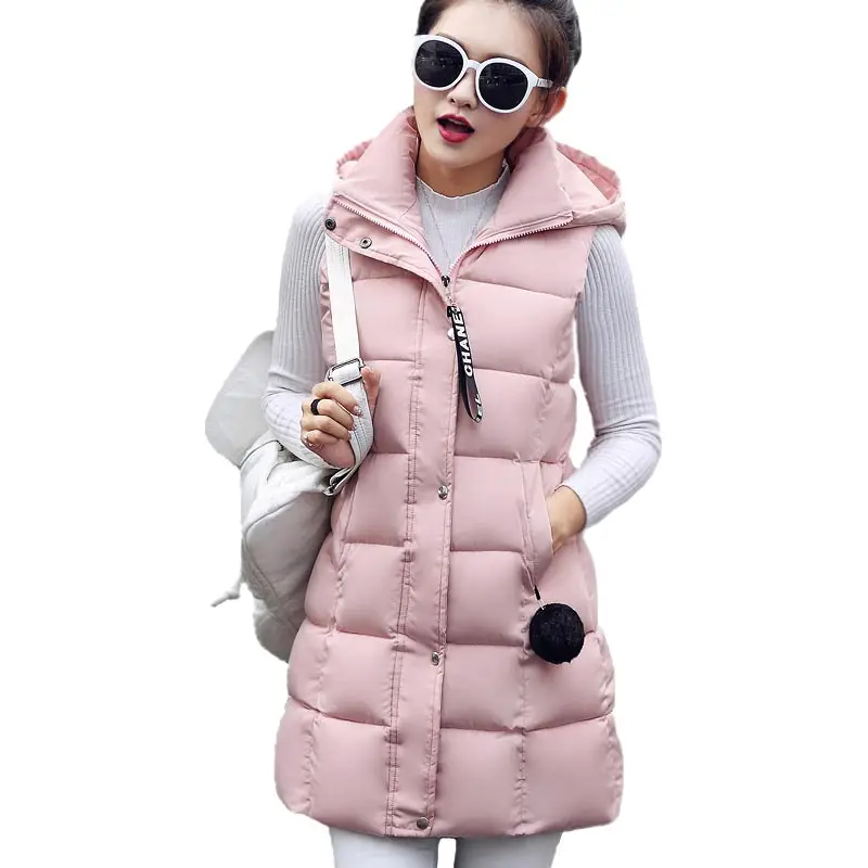 

New Autumn Winter Vest Women Waistcoat 2018 Female Sleeveless Jacket Hood Warm Long Vest Jacket Colete Feminino Plus Size 3XL