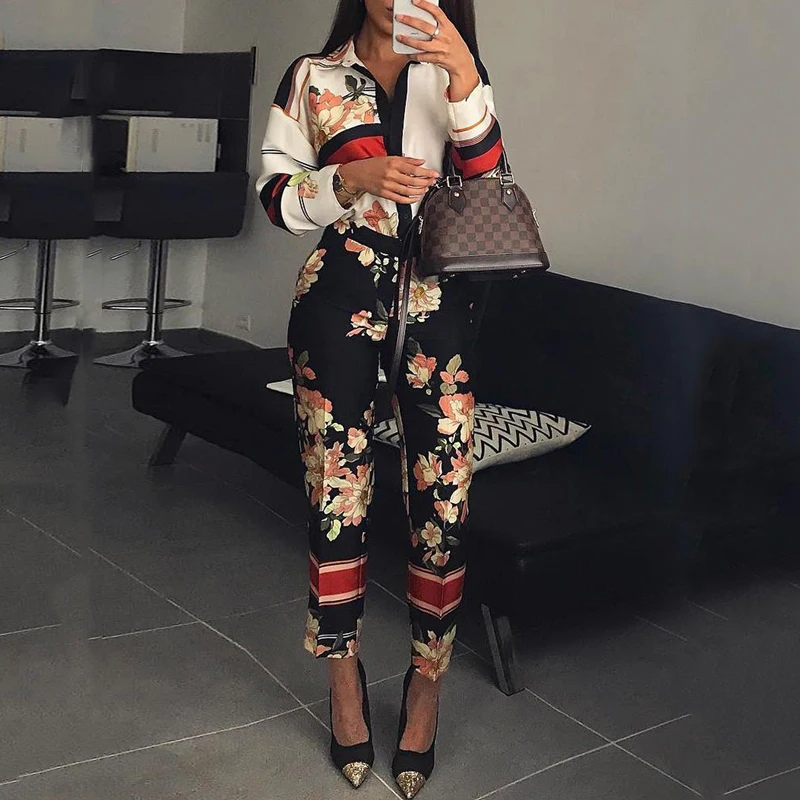 

Vintage Long Sleeve Jumpsuit for Women 2019 Summer Brand Elastic Waist Rompers Womens Jumpsuits Vintage Floral Summer Overalls