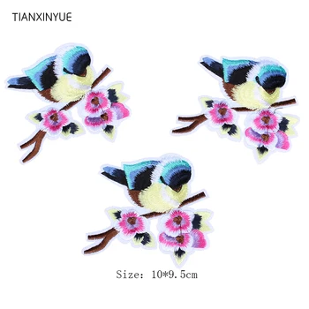 

TIANXINYUE 10 pcs 10*9.5 cm bird Patches Iron On DIY Embroidered Appliques Sew On For Clothing fabric Bags Swallow patch