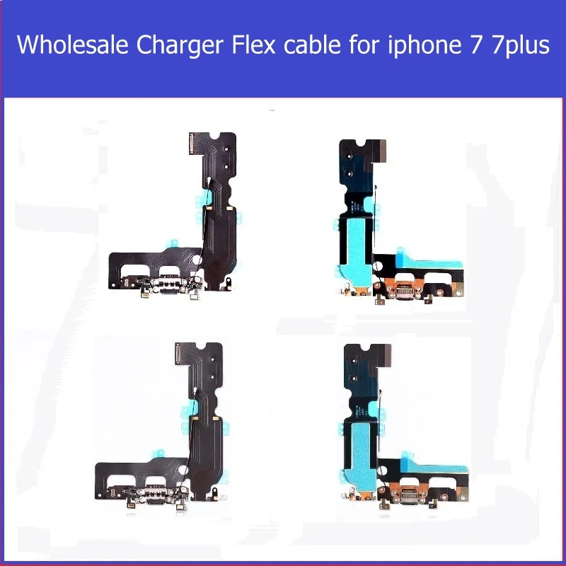 Wholesale USB Charger Connector Flex Cable For iPhone 7 7 plus headphone audio jack port connector flex cable black gray white