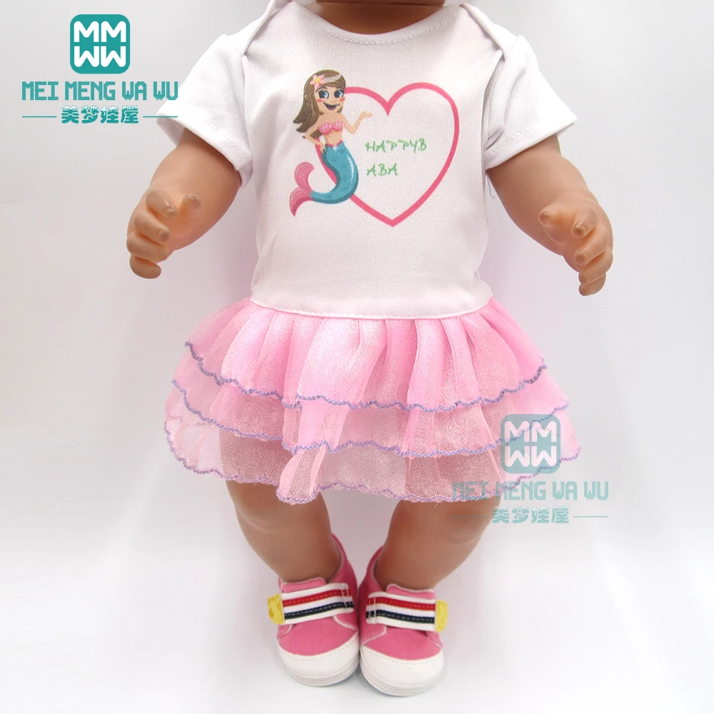 

Clothes for doll fit 43-45cm new born doll Stretch pink princess skirt baby girl dress