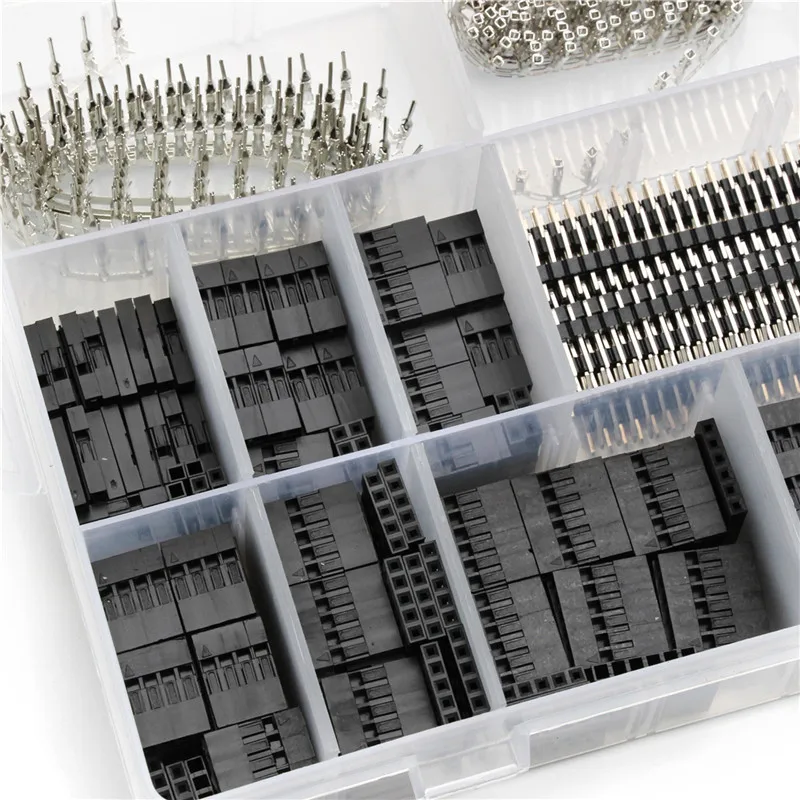 

670Pcs/Set Dupont Connectors 2.54mm Male Female Jumper Header Housing Cable Wire Terminals Connectors Crimp Pins Kit with Box