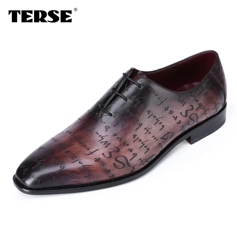 

TERSE_New Luxury style Men genuine Leather Shoes Goodyear Fashion Flats oxfords Business Casual Shoes Lace-Up shoes dropshipping