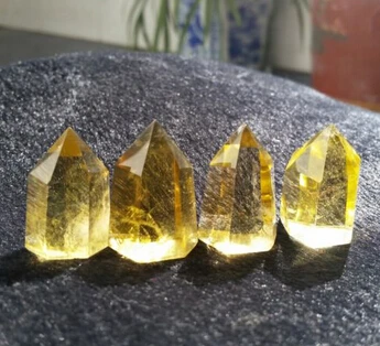 

4pcs High quality of 100% natural quartz crystal yellow crystal wand treatment as a gift