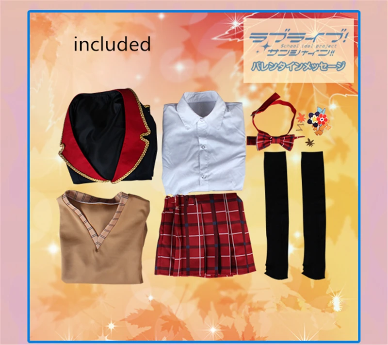 Костюм для косплея Love Live Sunshine Aqours Kunikida Hanamaru красные осенние костюмы из кленовых