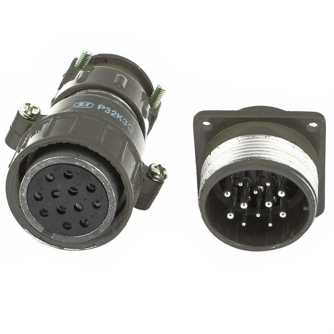 

P32K3Q Metal 12Pin Aviation Plug Male Female Connector AC 660V 20A