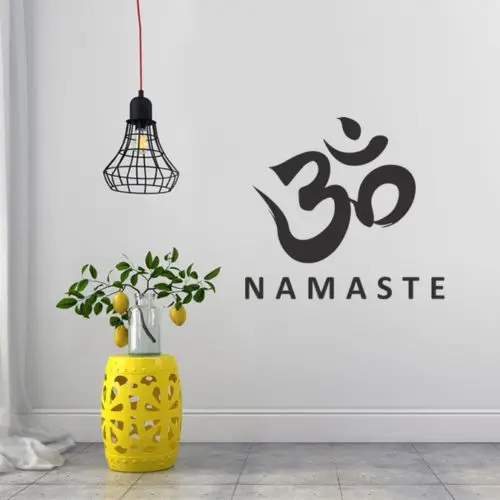 Namaste Наклейка на стену индийский Будда виниловые наклейки Om знак съемный
