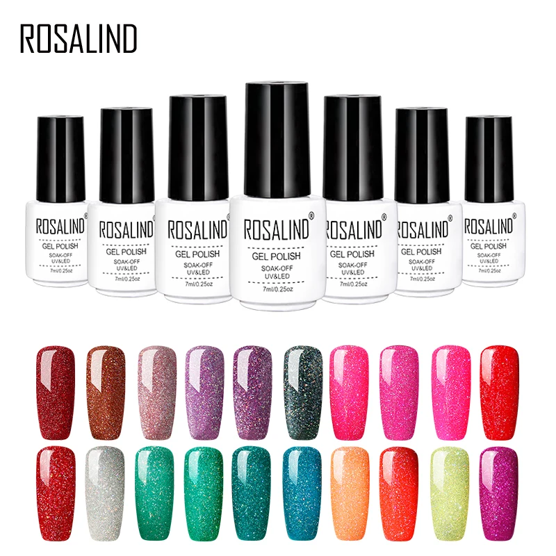

ROSALIND Gel 1S 7ML Rainbow Series UV Gel Nail Polish Set For Nail Extension Tops Gel Varnish Hybrid Primer Manicure Nail Art