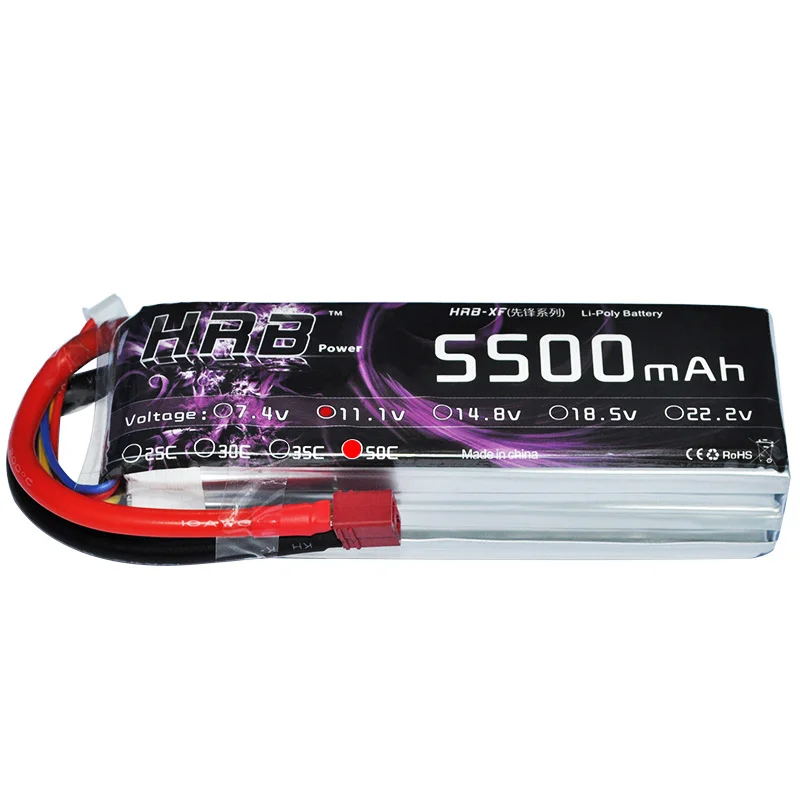 HRB يبو بطارية 3.7 V 7.4 V 11.1 V 14.8 V 18.5 V 22.2 V 2 S 3 S 4 S 5 S 6 S 5500 mah 50C 100C ل Graupner PX-1 سباق طوف قارب