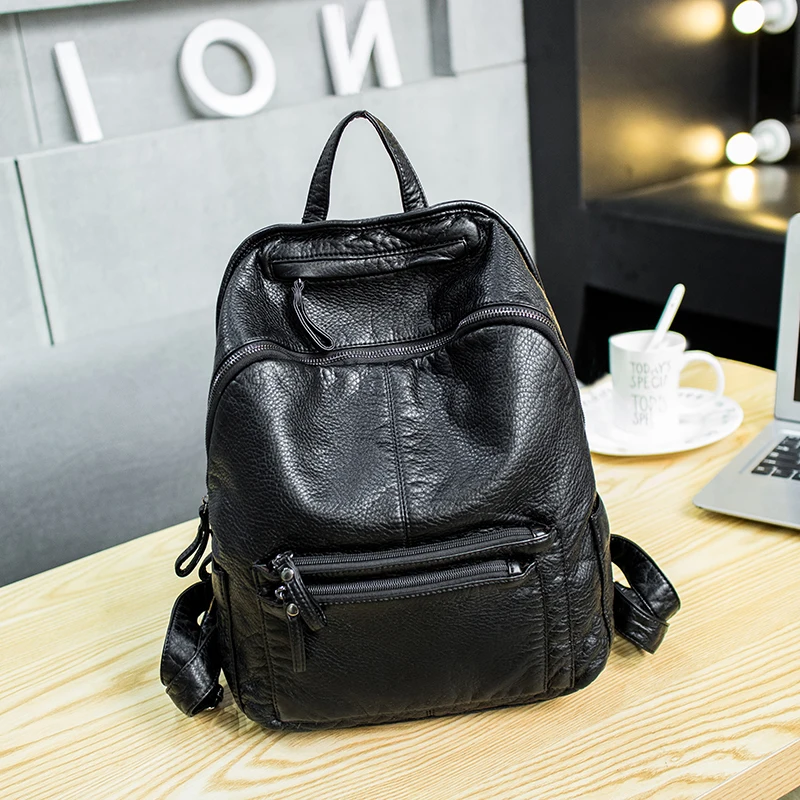 

Free shipping Brand Preppy Style Leather School Backpack Bag For College Simple Design Men Casual Daypacks mochila male New