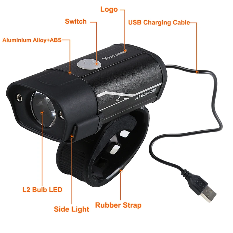 Фсветильник светильник велосипедный передний 350 лм 5 режимов|rechargeable cycle light|cycling