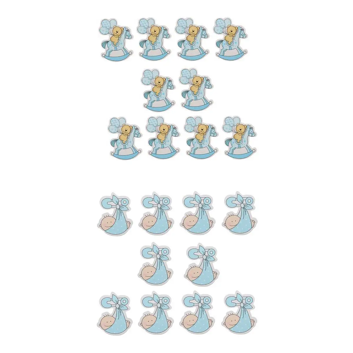 20pcs Baby Style Wooden Embellishment for Card Making Baby Shower Decor Blue