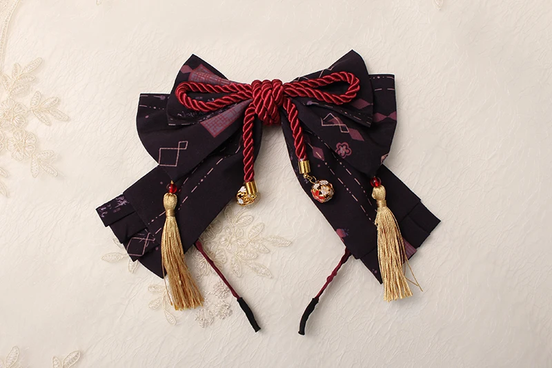 Винтажная повязка для волос в стиле Лолиты с кисточкой от Alice Girl~ предзаказ - Цвет: Фиолетовый