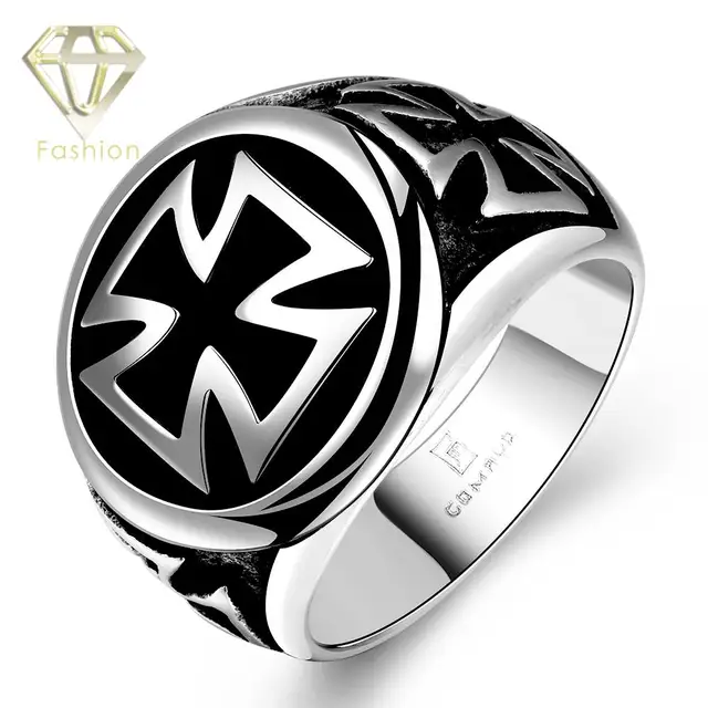 Mens Rings Rock Puck 316L Stainless Steel Cool Ring Fashion Iron