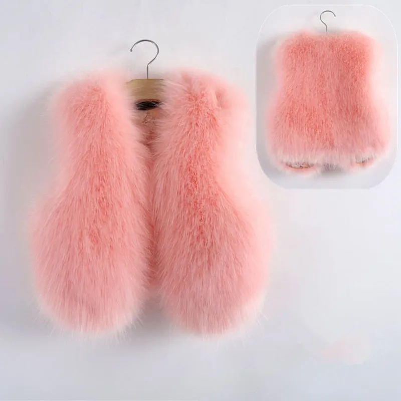 Высококачественный жилет для девочек меховой жилет пальто из искусственного меха для девочек детская одежда из искусственного меха Меховой жилет на осень и зиму - Цвет: SKT024F