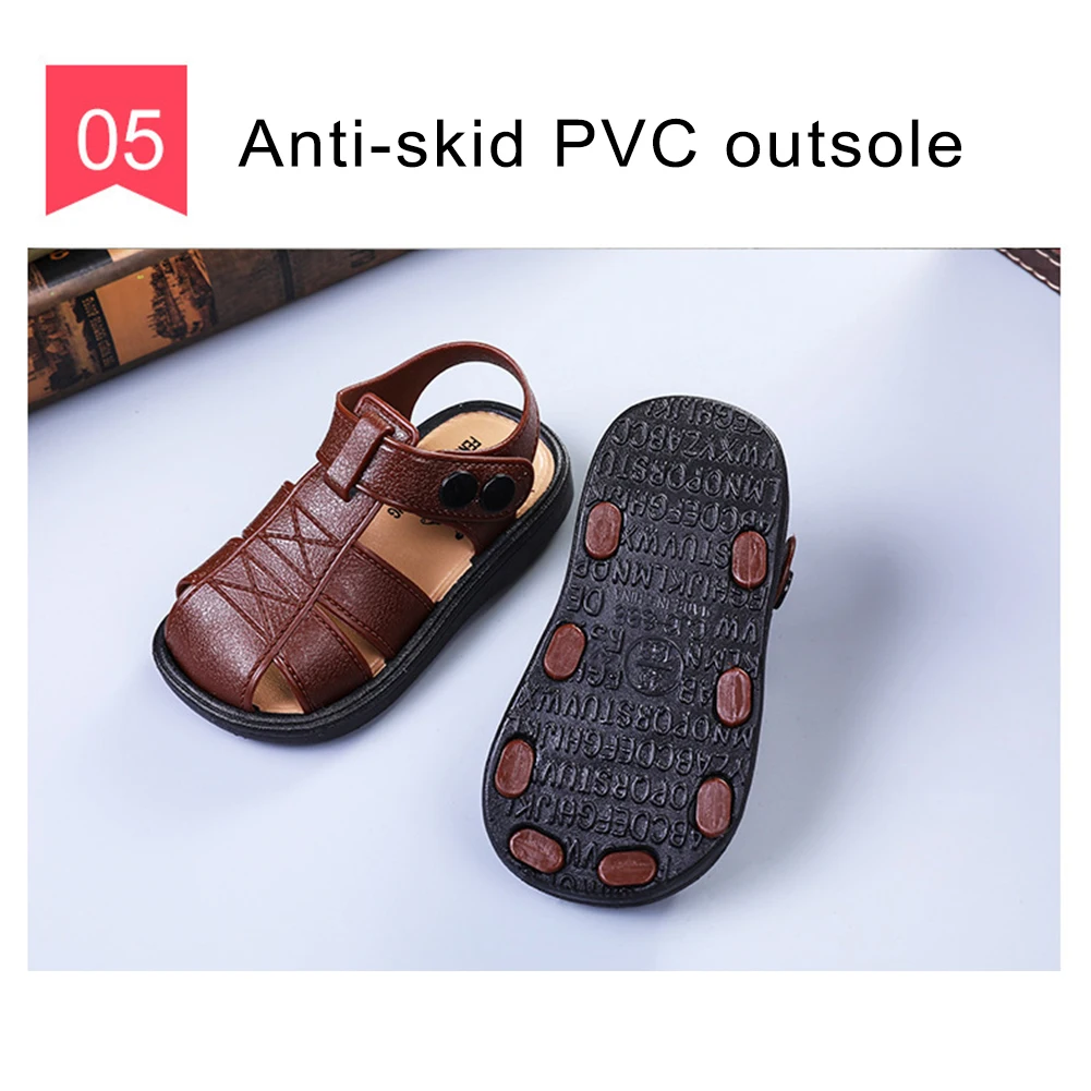 Дети, мальчики, Повседневное с закрытыми носками сандалии летние дышащие противоскользящие с пуховной внутренной частью, пляжная обувь