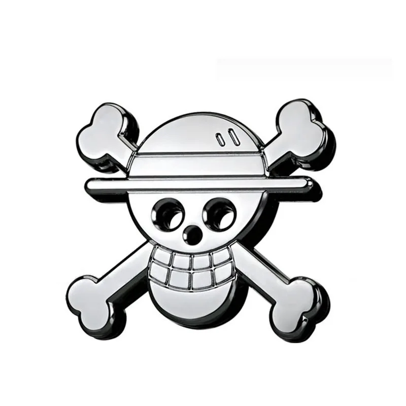 6,2x5,2 см цельный пиратский король Луффи череп хром металлический цинковый сплав автомобильный Стайлинг Реконструированный эмблемный знак крутой 3D стикер