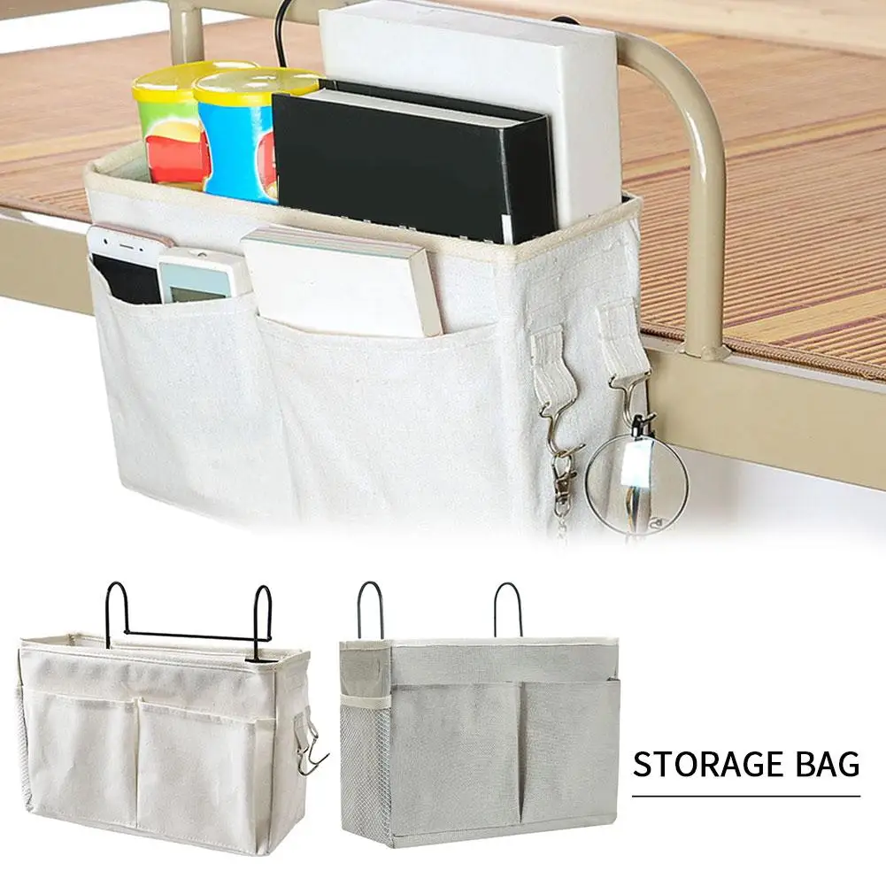 Подвесная сумка для хранения, большая емкость, корзина для хранения холста для спальни, кровати, дивана, петля, дизайн для удобства разборки