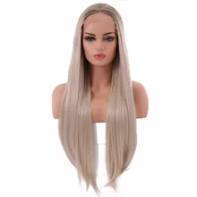 BESTUNG блонд длинные прямые кружева спереди парик Средний часть синтетические корни Омбре шелковистые волосы парики для женщин