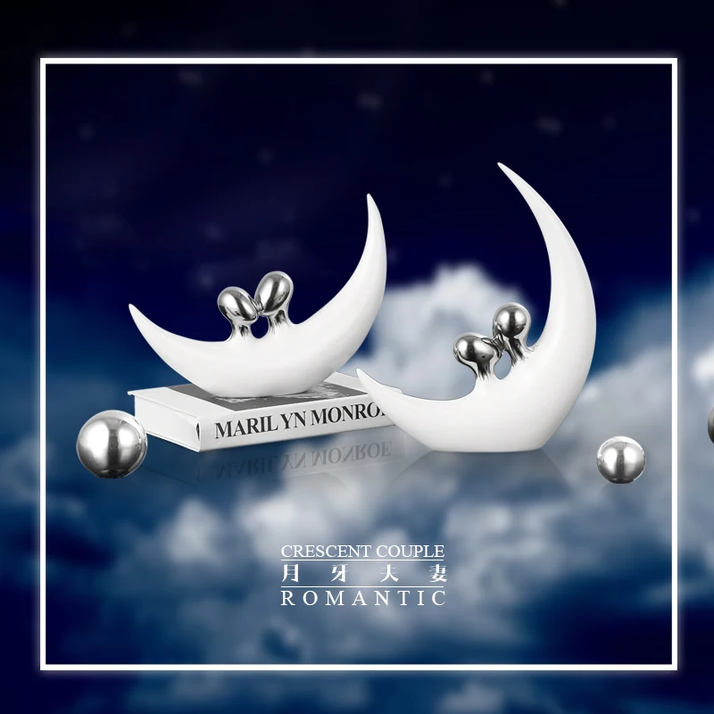  Warm Moon Ornaments Creative Bedroom Tv Cabinet Modern Minimalist Ceramic Wedding Room Decor Weddin - 32846605699