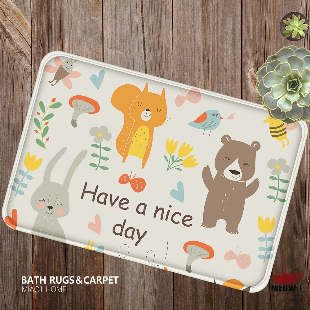 [MIAOJI] милый зоо прекрасный мультфильм мягкий коврик для ванной влагопоглощающий коврик нескользящий 40x60 см