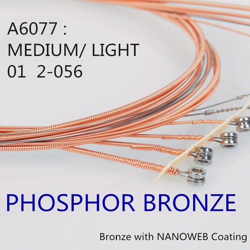 

Acoustic Guitar Strings set 012 A16077 Coating Phosphor Bronze Medium 012-056 Acoustic Wound Guitar Strings