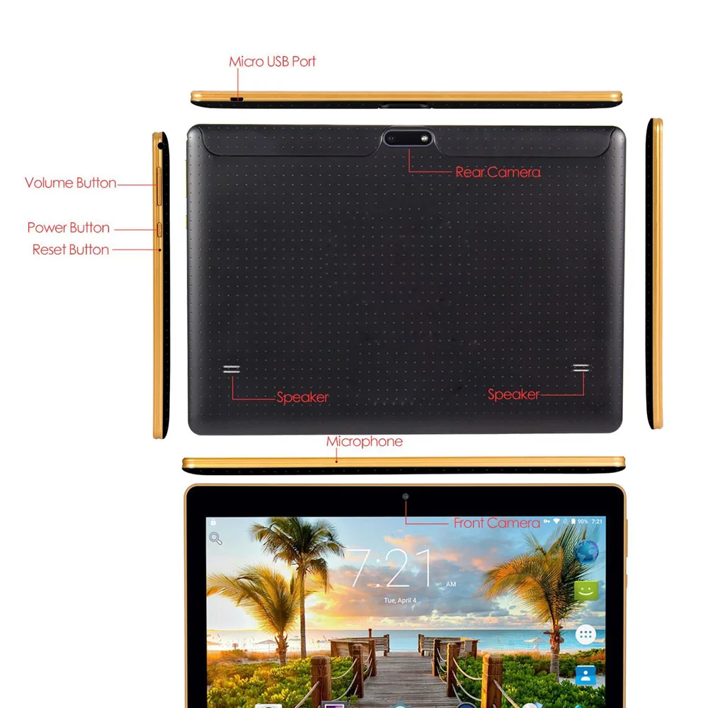 10 настольных ПК WiFi Восьмиядерный компьютер Android 5 1 3G 4G Let Dual SIM IPS 1280x800