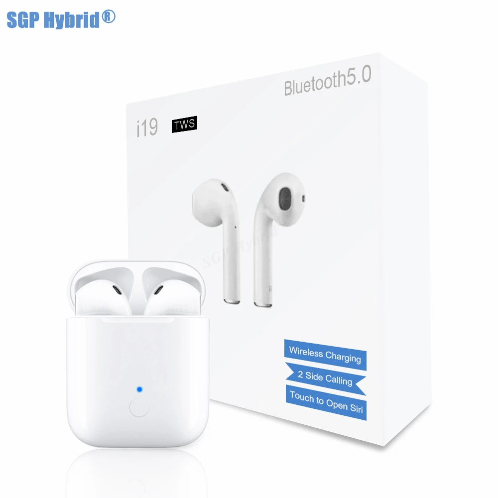 

i19 TWS wireless earphones bluetooth 5.0 mini earbuds universal for andriod ios i phone air pods not i9s i10 pro i12 tws headset