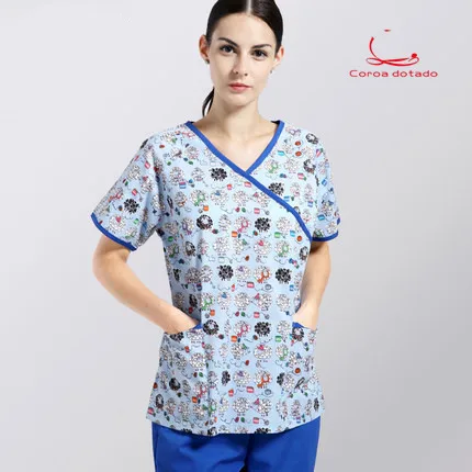 

Women's operation clothes doctors and nurses wear short-sleeve terylene printed operating room isolation clothes