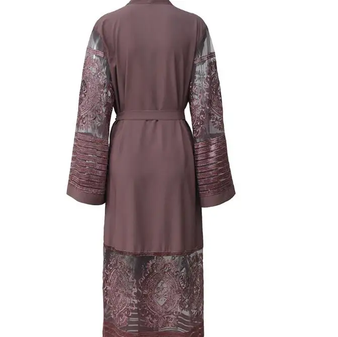Элегантное мусульманское платье Abaya кружевной кардиган туника одежда thube Burka