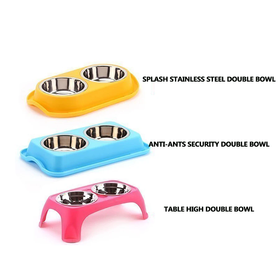 

Stainless Steel Bowl Dog Pet Double Drinking Feeding Bowls Pet Feeder Food Container Dishes Voerbakje Kat Pet Product 50Z0527