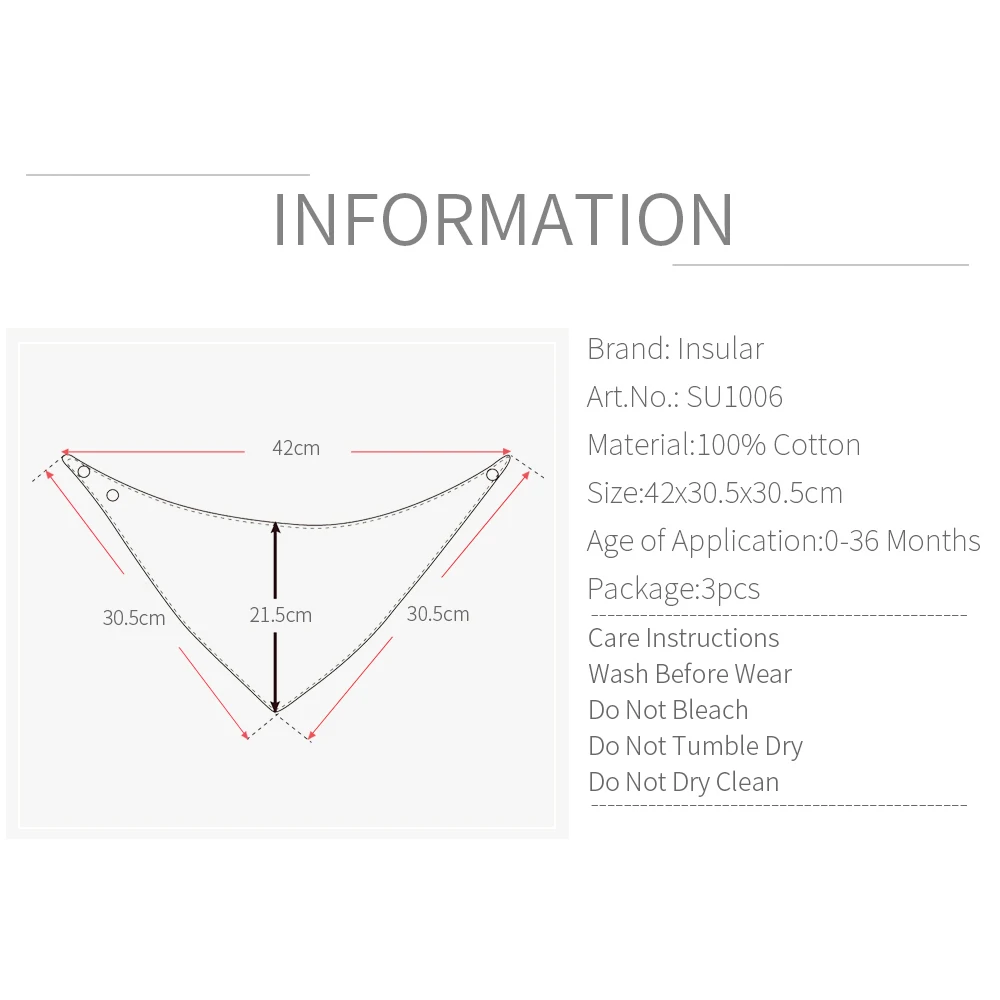 INSULAR 3 шт./компл. хлопок детские нагрудники Мягкий треугольник Мультфильм нагрудник для Аксессуары для кормления младенцев для новорожденных мальчиков и девочек с пуговицами