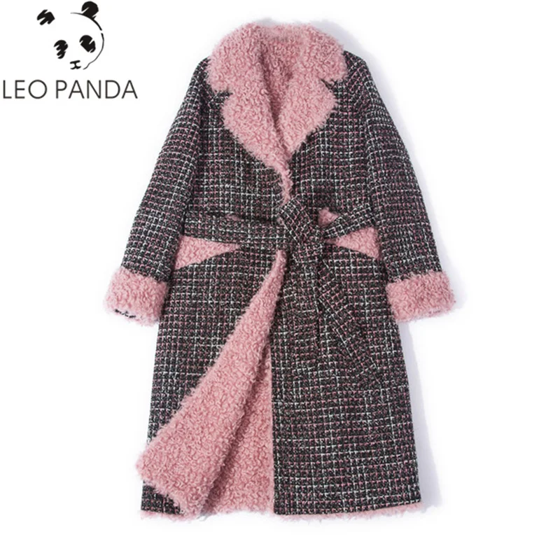 

Superior quality Real Fur Coat Women 2019 Autumn Winter Woolen wool Coats Fashion100% Woolen Coat Wool liner with Belt Female