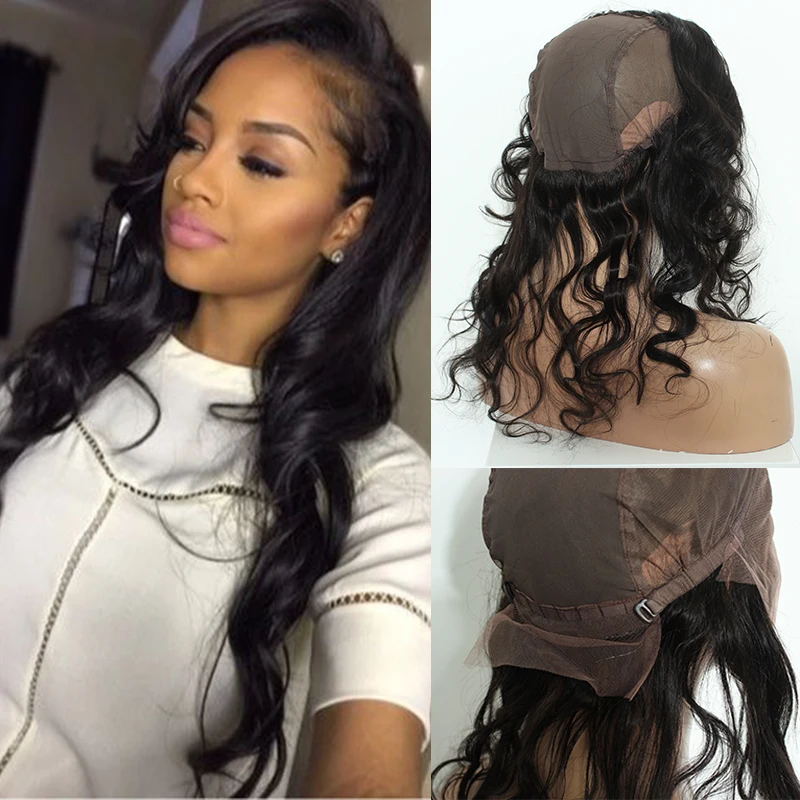 Pre Plucked 360 Lace Frontal with Wig Caps Body Wave Malaysian 360 Lace