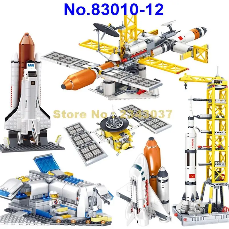 

83010-12 space series shuttle launch sets spaceport rockets saturn v falcon satellite discovery spacecraft building blocks Toy