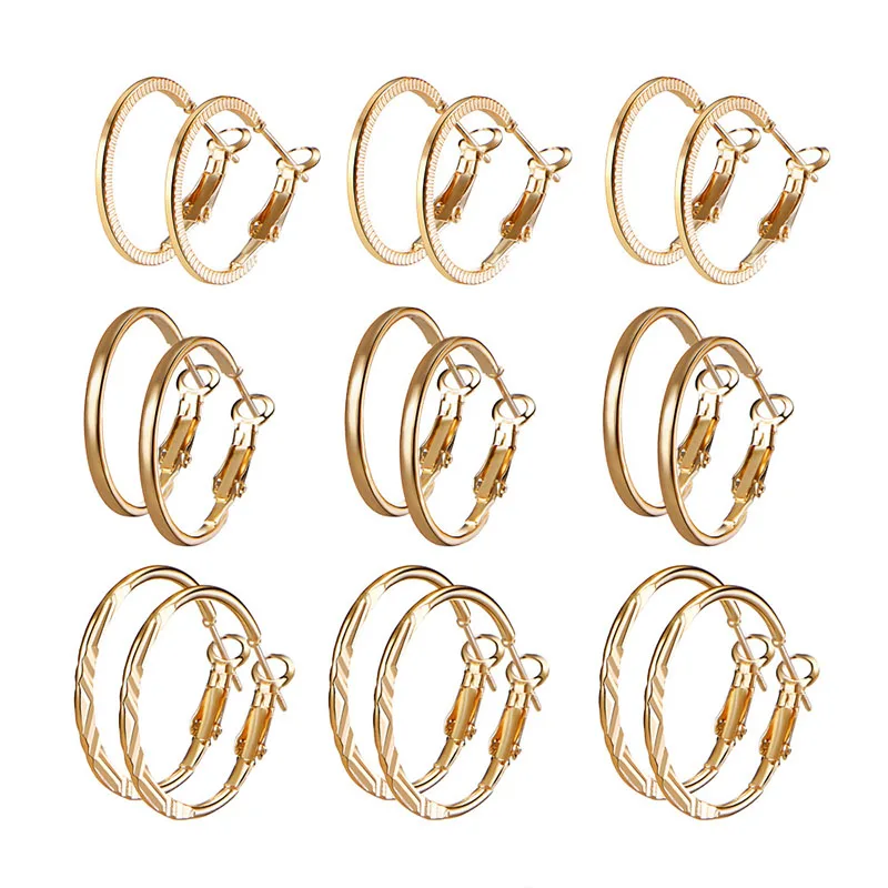 

2019 New Simple Earrings Popular Wild Personality Round Ladies Geometric Nine Pairs Of Combination Set Earrings
