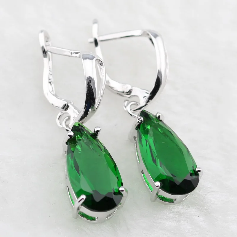 

Lan Trendy Silver-Planted Jewelry For Water Drop Shaped Drop Earrings Green Earrings Free Shipping