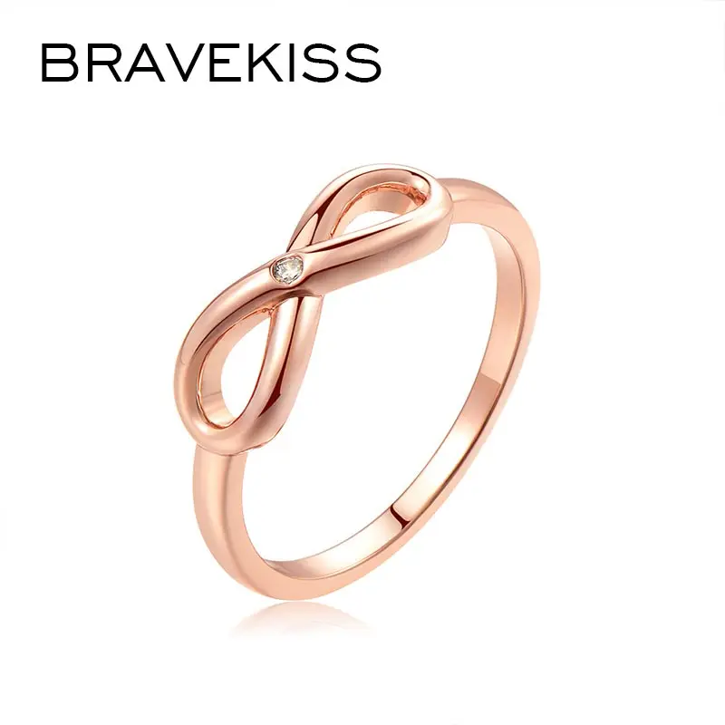 Bravkiss Кристалл трендовые бесконечные кольца для женщин розовое золото кольцо девушки подарок обручальное кольцо модные ювелирные изделия BUR0456